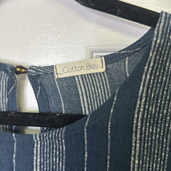 Blue Long Sleeve Peplum Blouse with Tie Front - Picture 2 of 5